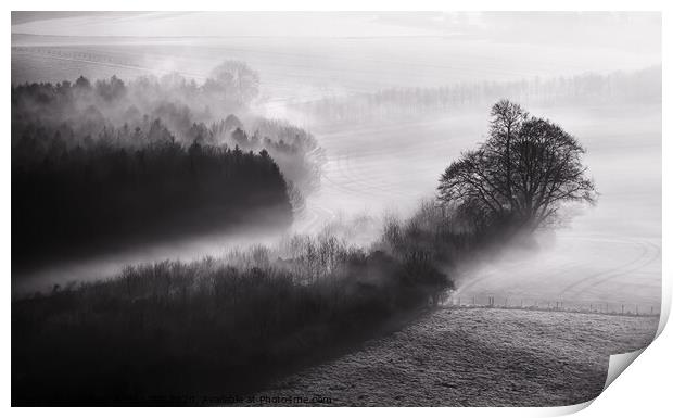 Black and white mist landscape Print by Simon Bratt LRPS