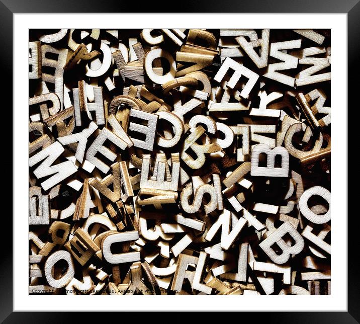 Random alphabet letters in a pile Framed Mounted Print by Simon Bratt LRPS