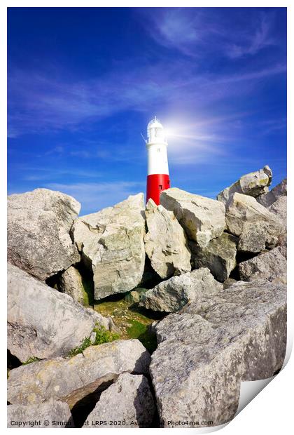 Portland Bill Lighthouse in Dorset UK Print by Simon Bratt LRPS