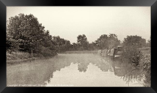 narrowboats in the mist Framed Print by keith hannant