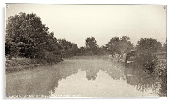narrowboats in the mist Acrylic by keith hannant