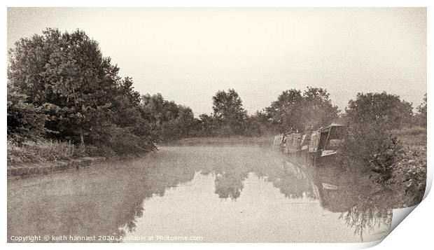 narrowboats in the mist Print by keith hannant