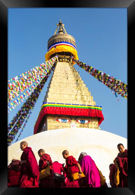 Boudhanath Stupa. Framed Print by Ashley Cooper