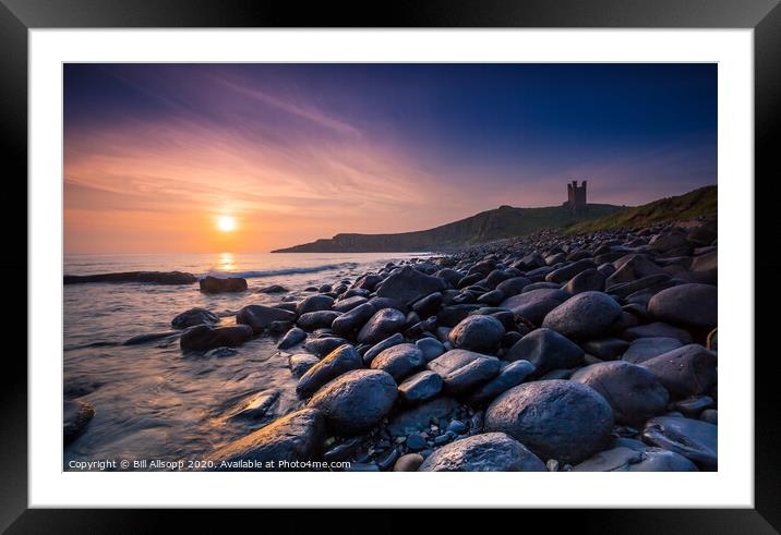 Dunstanburgh castle at sunrise Framed Mounted Print by Bill Allsopp