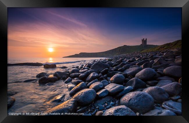 Dunstanburgh castle at sunrise Framed Print by Bill Allsopp