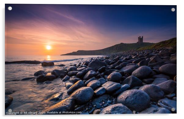 Dunstanburgh castle at sunrise Acrylic by Bill Allsopp