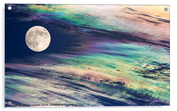 Rainbow moon. Acrylic by Ashley Cooper