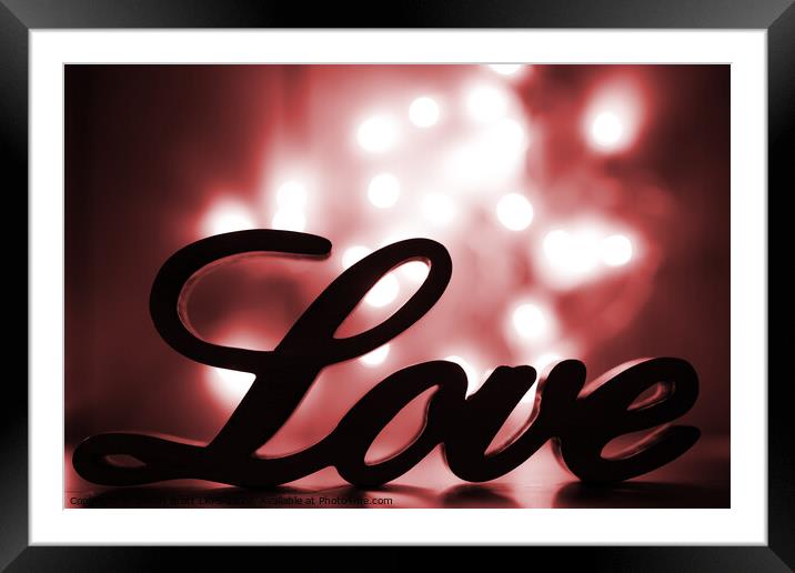 Love sign with red sparkle Framed Mounted Print by Simon Bratt LRPS