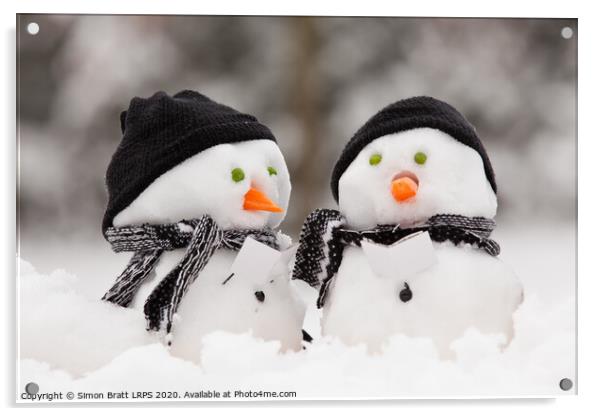 Two little snowmen Acrylic by Simon Bratt LRPS