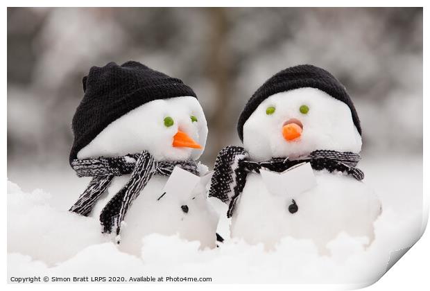 Two little snowmen Print by Simon Bratt LRPS