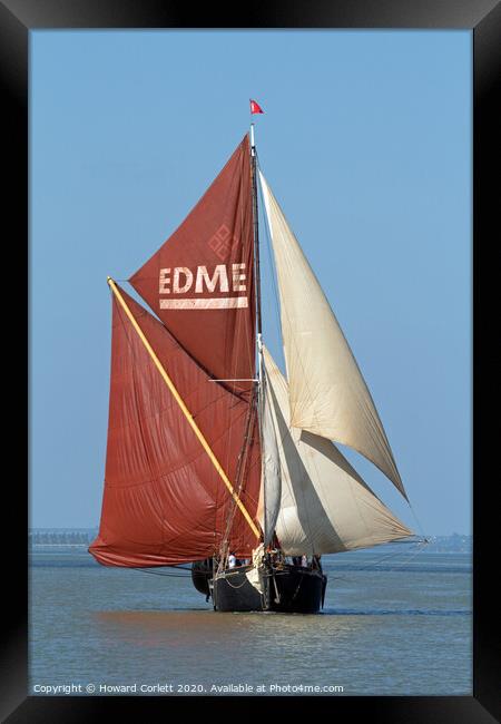 Thames Barge Edme Framed Print by Howard Corlett