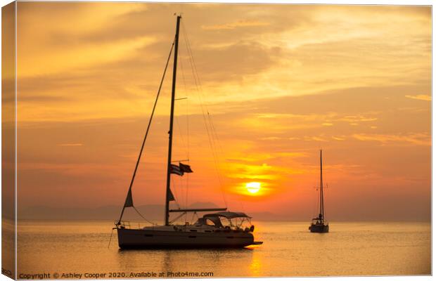 Sunset yacht Canvas Print by Ashley Cooper