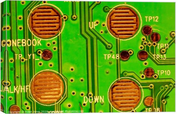 Circuit board macro Canvas Print by Helen Jones