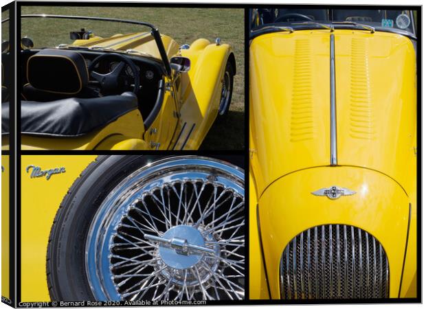 Aspects of a Yellow Morgan Sports Car Canvas Print by Bernard Rose Photography
