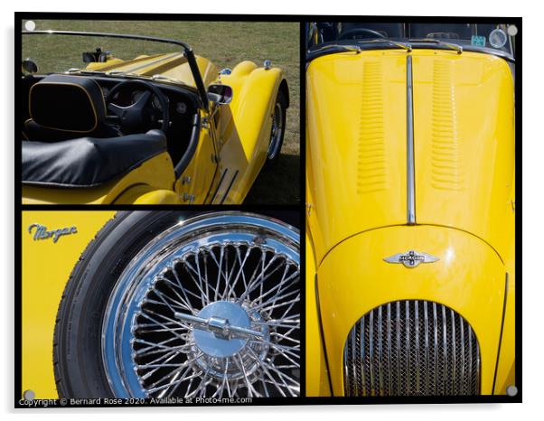 Aspects of a Yellow Morgan Sports Car Acrylic by Bernard Rose Photography