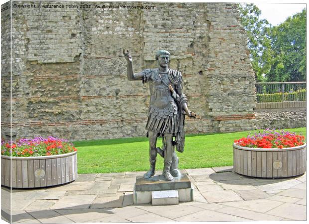Roman Wall and Trajan. Tower Hill, London Canvas Print by Laurence Tobin
