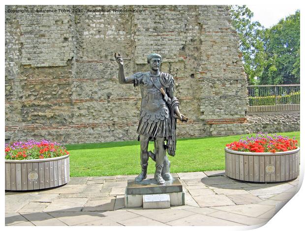 Roman Wall and Trajan. Tower Hill, London Print by Laurence Tobin