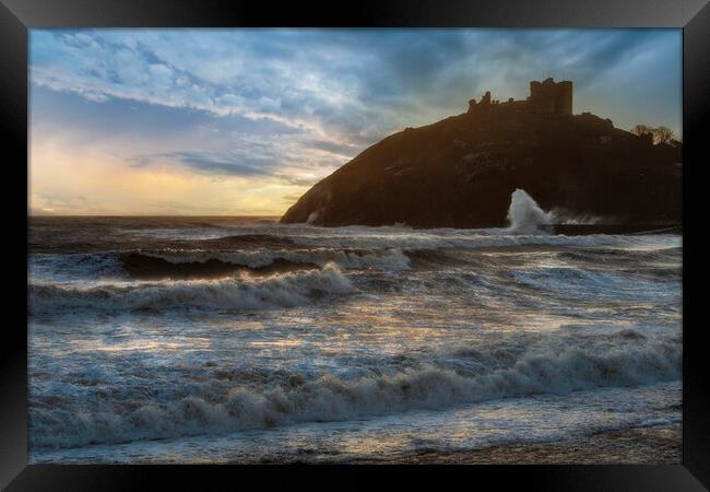 Criccieth castle in a Storm Framed Print by Rory Trappe
