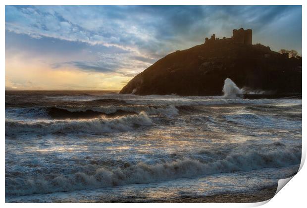 Criccieth castle in a Storm Print by Rory Trappe