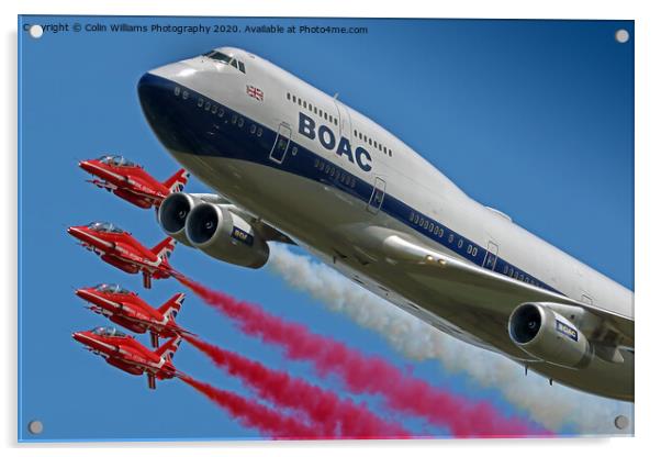 BOAC  747 with The Red Arrows Flypast - 3 Acrylic by Colin Williams Photography
