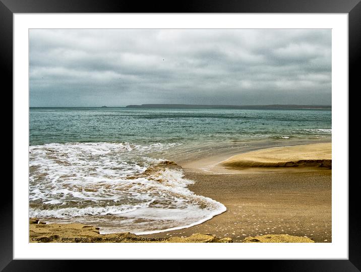 Incoming tide at Porthminster Beach, St. Ives, Cornwall, UK Framed Mounted Print by Peter Bolton