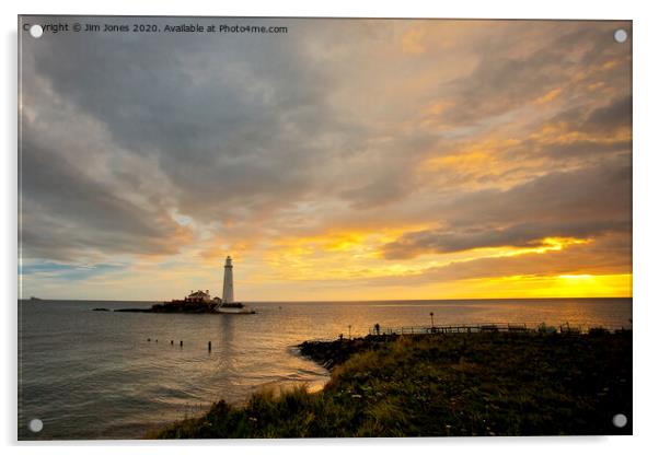 St Mary's Island Daybreak Acrylic by Jim Jones
