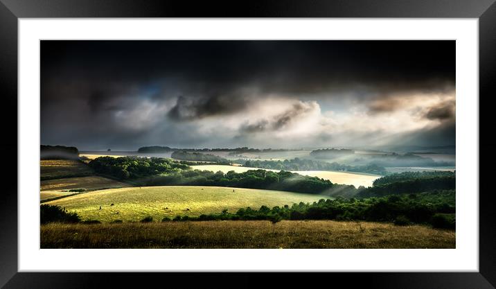 Rural landscape stormy daybreak Framed Mounted Print by Simon Bratt LRPS