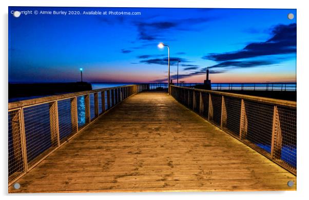Amble pier at dawn  Acrylic by Aimie Burley