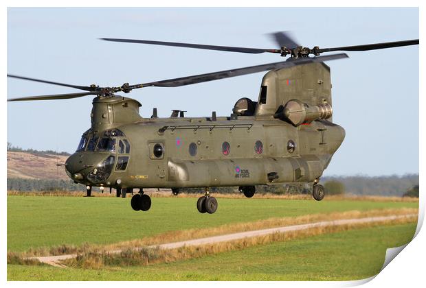 RAF Chinook on Salisbury Plain Print by Oxon Images
