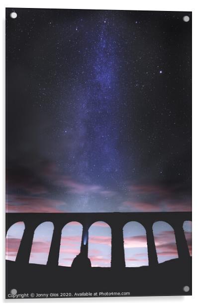 Ribblehead viaduct Milky Way  Acrylic by Jonny Gios