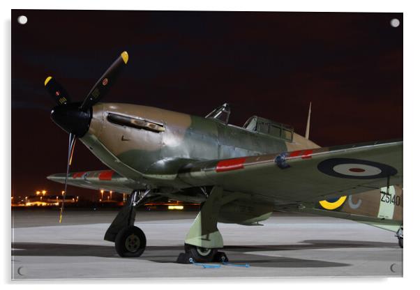 Hawker Hurricane at Night Acrylic by Oxon Images