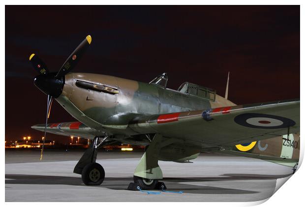 Hawker Hurricane at Night Print by Oxon Images