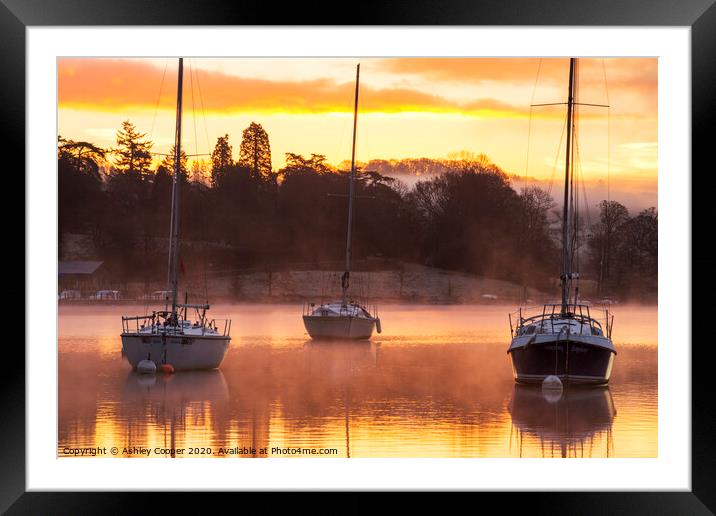Yacht dawn. Framed Mounted Print by Ashley Cooper