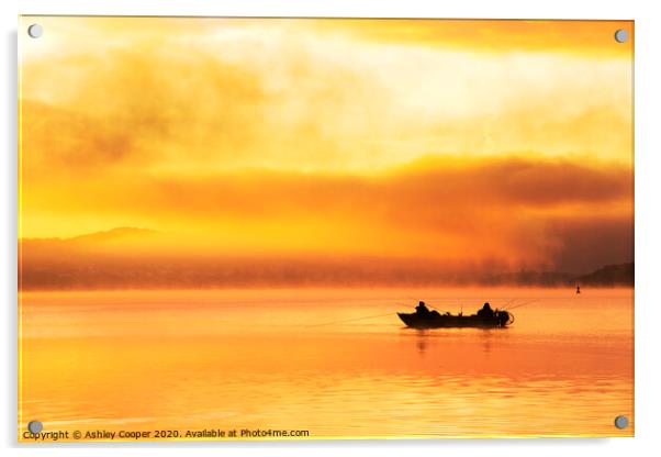Fishing dawn. Acrylic by Ashley Cooper