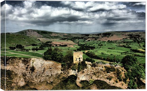 Peveril Castle And Mam Tor. Hope Valley. Canvas Print by Darren Burroughs