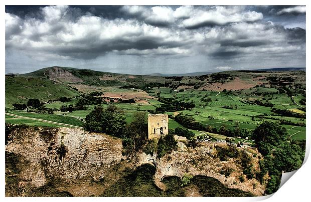 Peveril Castle And Mam Tor. Hope Valley. Print by Darren Burroughs