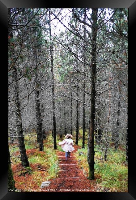 Happy Wanderering on Inverewe Pinewood Trail Framed Print by Katrina Stewart