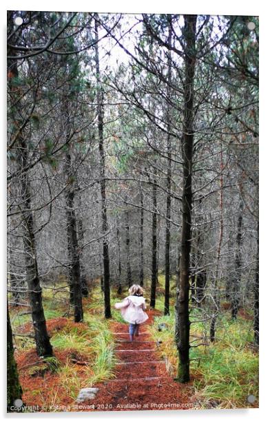 Happy Wanderering on Inverewe Pinewood Trail Acrylic by Katrina Stewart