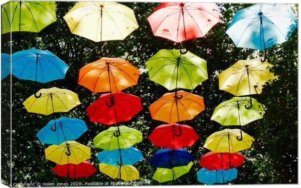 Umbrellas in the Sunshine  Canvas Print by Helen Jones
