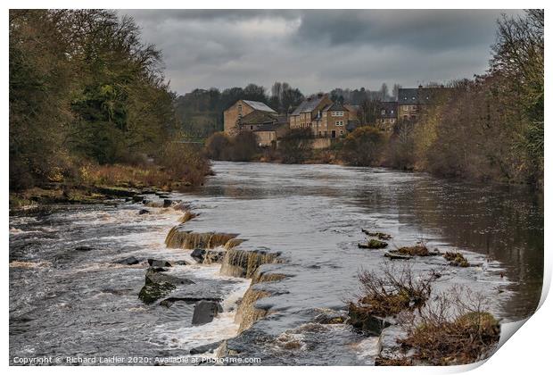 The River Tees from Demesnes Mill Barnard Castle Print by Richard Laidler