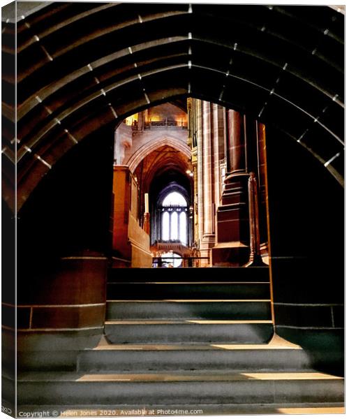 Interior of Liverpool Anglican Cathedral  Canvas Print by Helen Jones
