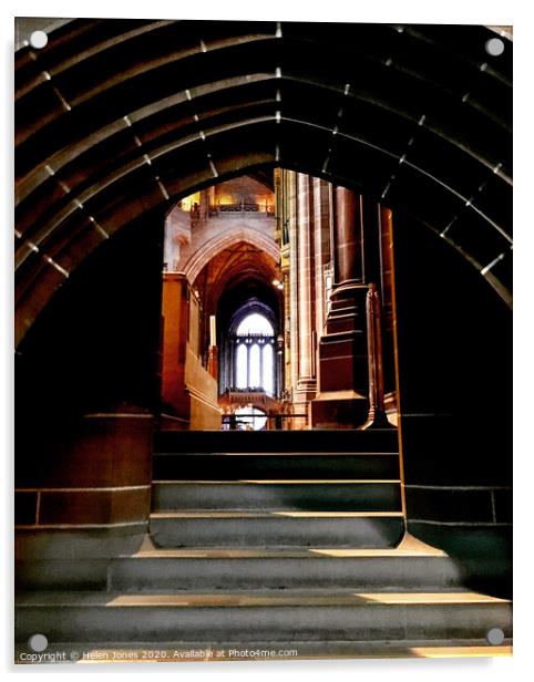 Interior of Liverpool Anglican Cathedral  Acrylic by Helen Jones
