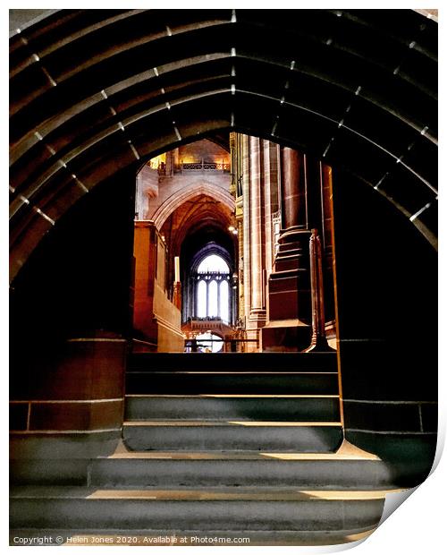 Interior of Liverpool Anglican Cathedral  Print by Helen Jones
