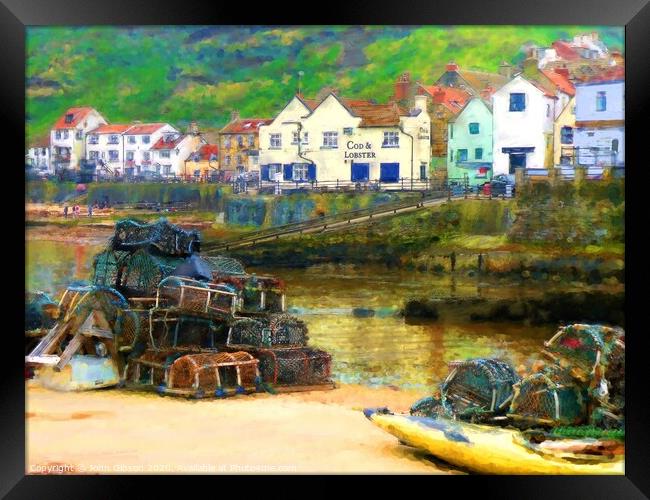Staithes, North Yorkshire, Hybrid Picture  Framed Print by John Gibson