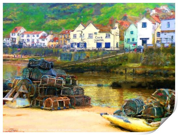 Staithes, North Yorkshire, Hybrid Picture  Print by John Gibson