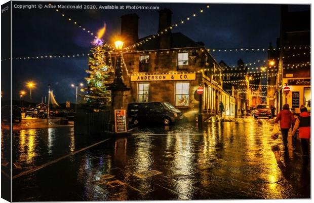 Commercial Street, Lerwick, Shetland At Christmas Canvas Print by Anne Macdonald