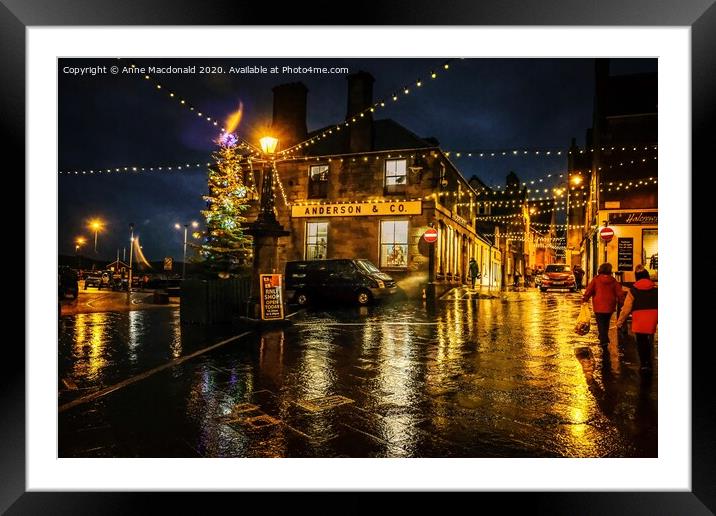 Commercial Street, Lerwick, Shetland At Christmas Framed Mounted Print by Anne Macdonald