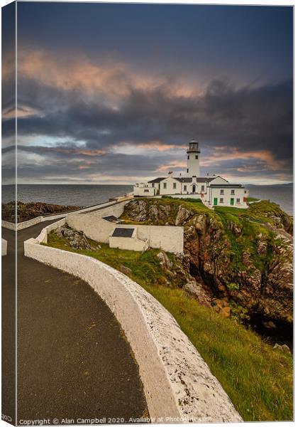 Sunset Over Fanad Head Lighthouse Canvas Print by Alan Campbell