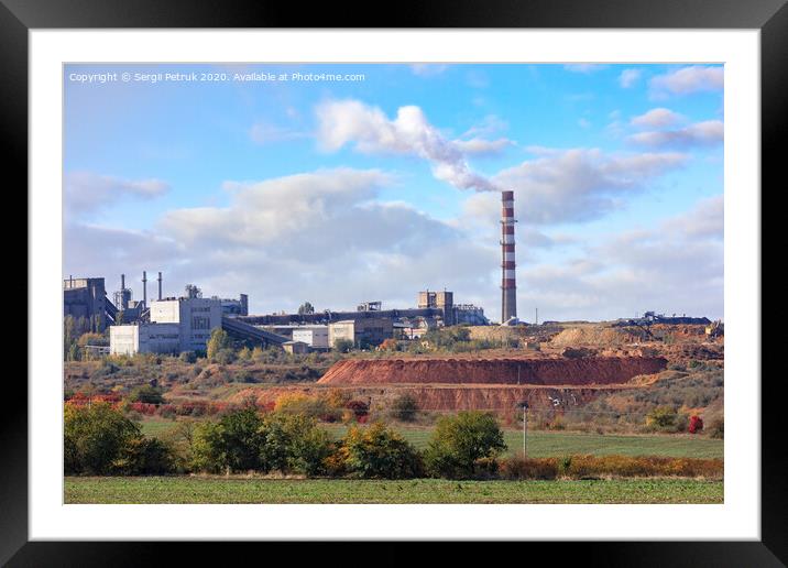 Cement factory on the background of a quarry of limestone and clay on a summer day. Framed Mounted Print by Sergii Petruk