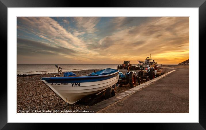 Cromer Fishing Boats at Dawn Framed Mounted Print by David Powley